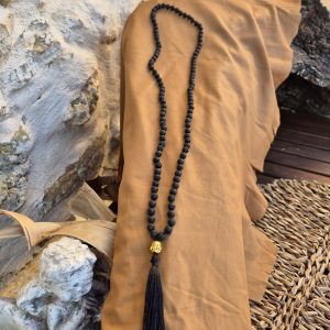 Alternative view of COLLIER MALA TIBÉTAINS PIERRES DE LAVE 6MM Qualité A