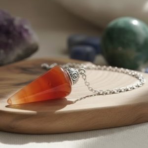 Pendule Goutte Cornaline Rubanée 3cm