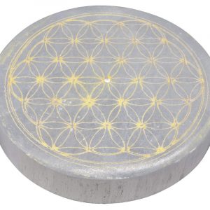 Porte-Encens Sélénite Fleur de Vie Doré 10cm