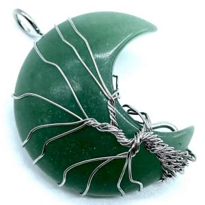 Pendentif Lune Arbre de Vie - Aventurine Verte 3.5cm
