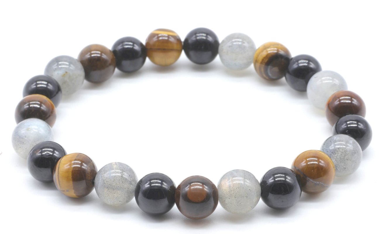 Bracelet Labradorite, Tourmaline noire, Oeil de tigre perles – Image 2