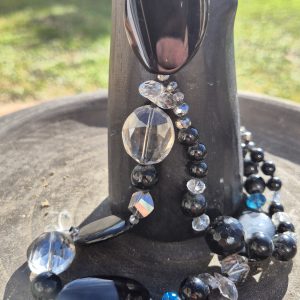 Alternative view of SAUTOIR 2 RANGS EN AGATE NOIRE